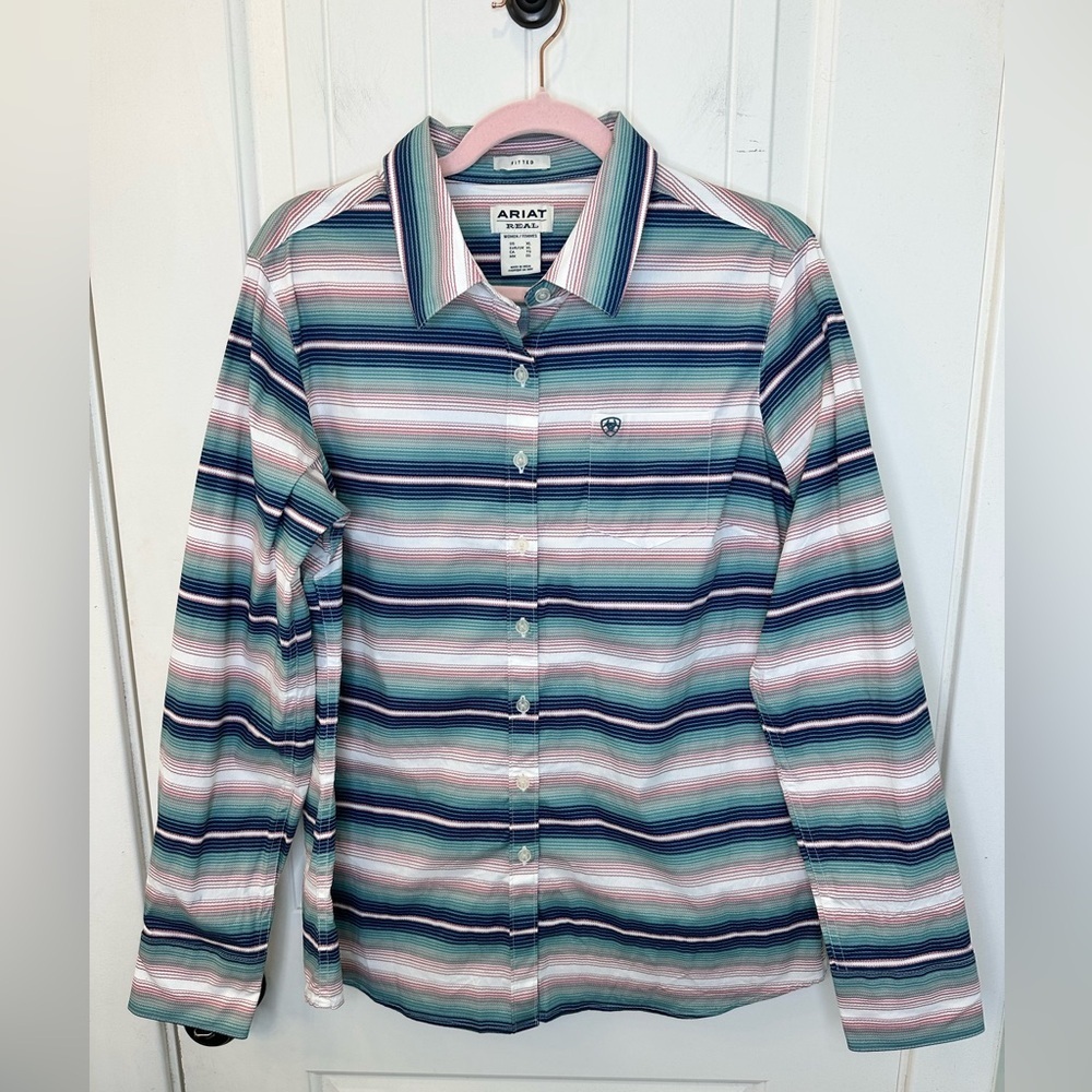 Ariat REAL Women's XL Striped Kirby Stretch Button Up Shirt Top